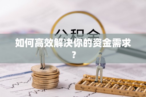 金水如何高效解决你的资金需求？