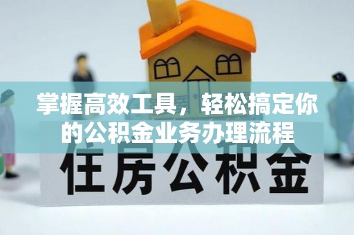 金水掌握高效工具，轻松搞定你的公积金业务办理流程
