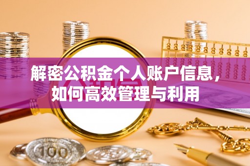 金水解密公积金个人账户信息，如何高效管理与利用